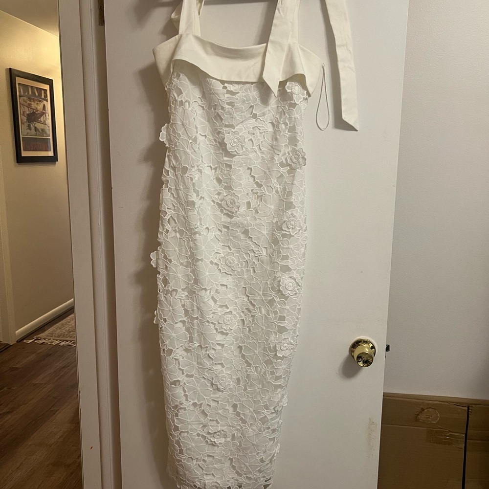 Petal & Pup Strapless White Floral Dress